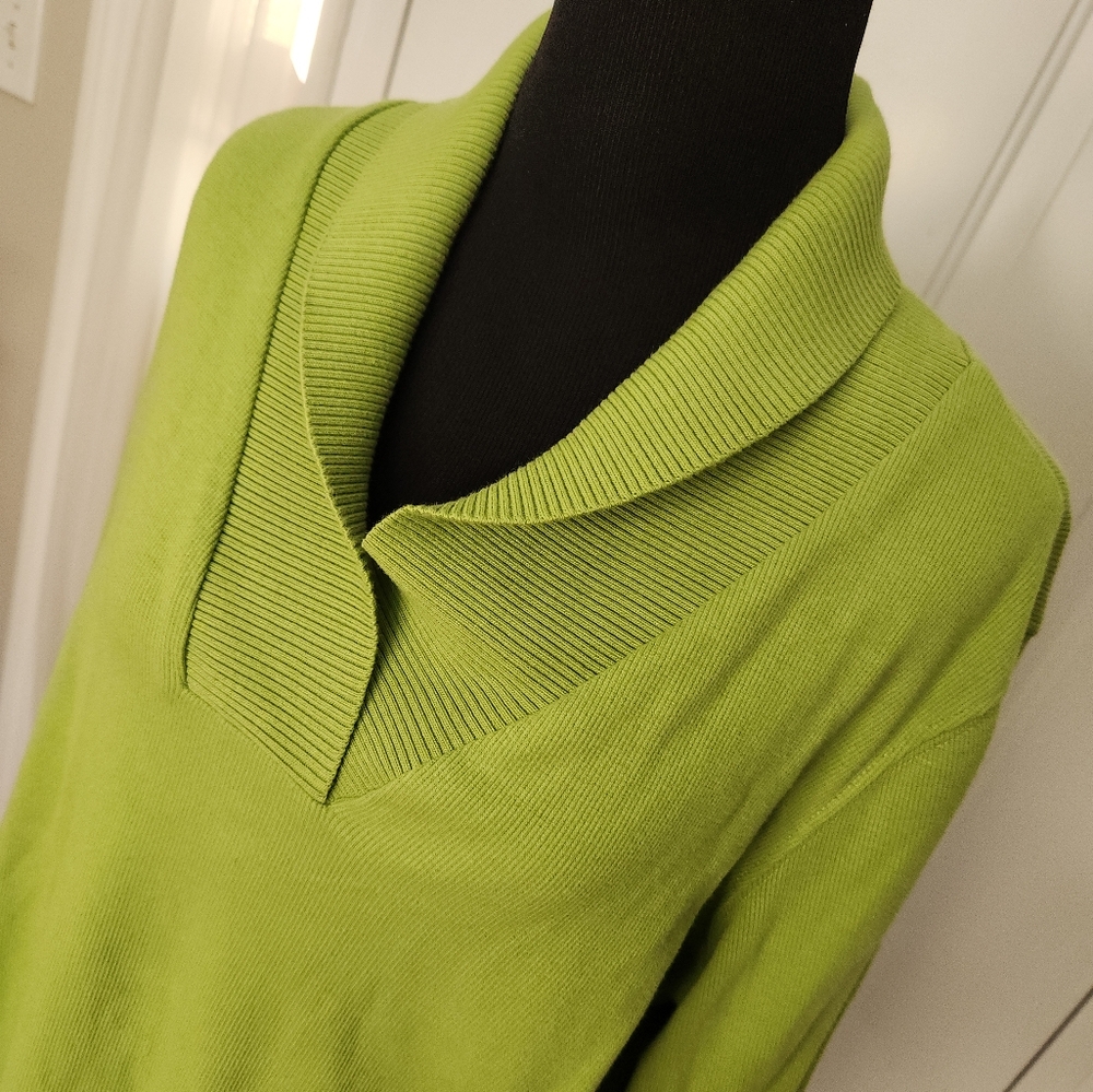 Rafaella Woman Green Sweater Drape Collar Size Plus 1X